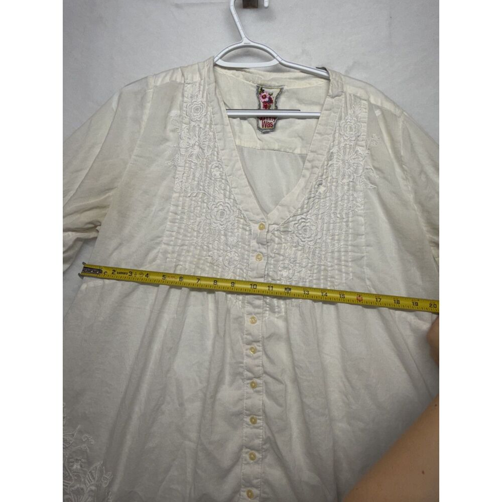 Johnny Was White Blouse Tunic with embroidered button-down floral details XL - Picture 7 of 9